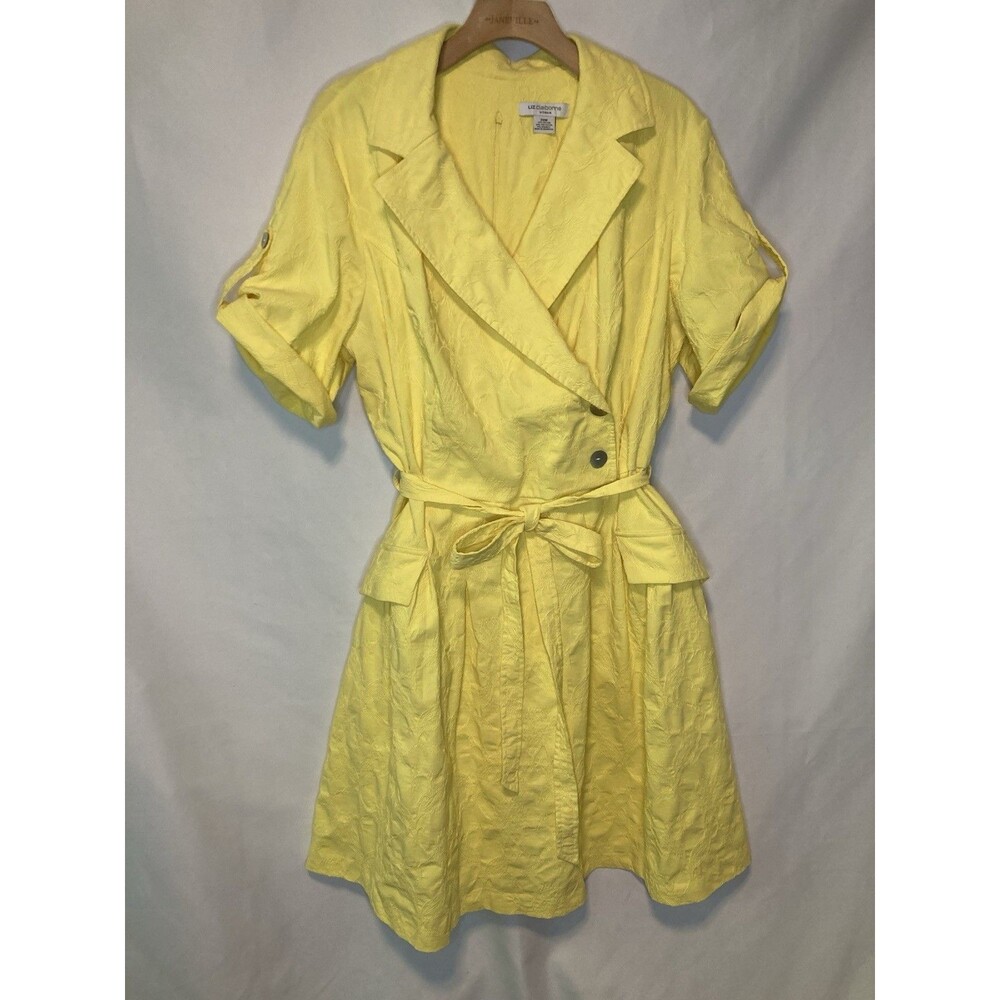 Liz Claiborne A-line Yellow Dress 20W Women’s Plus Size Textured Coastal Vibrant